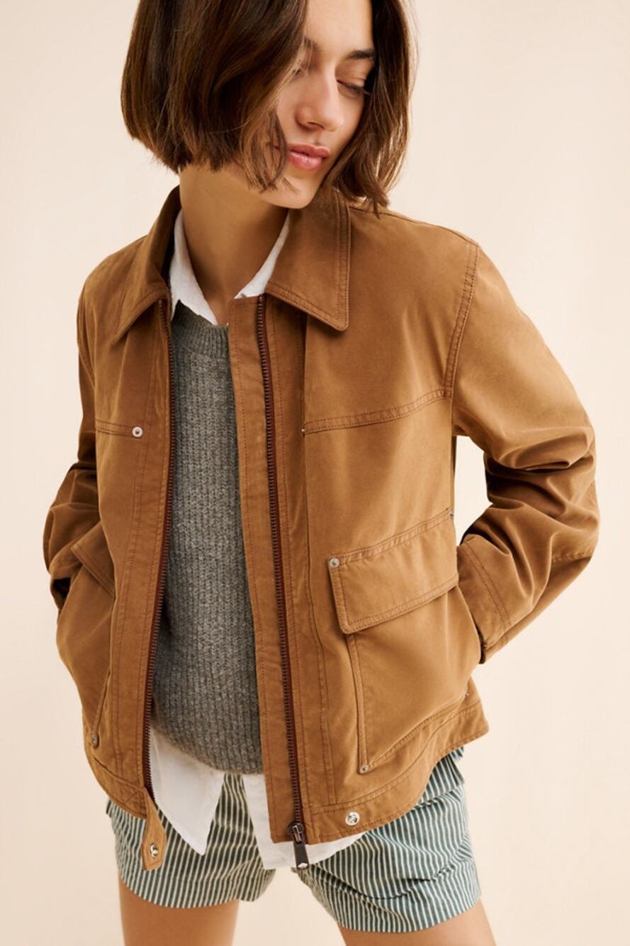 Free People Blair Vegan Suede Jacket, Brown, NWT, Size XL